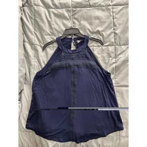 Cable & Gauge Women's Blue Sleeveless Embroidered Top Size Large NWT